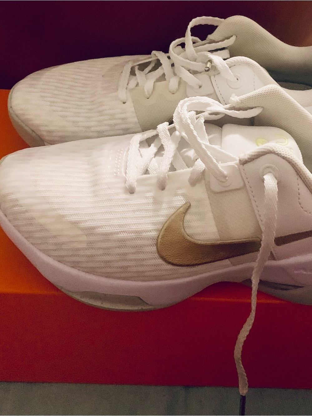 Nike White Sneakers with Lime Green Swoosh Insole